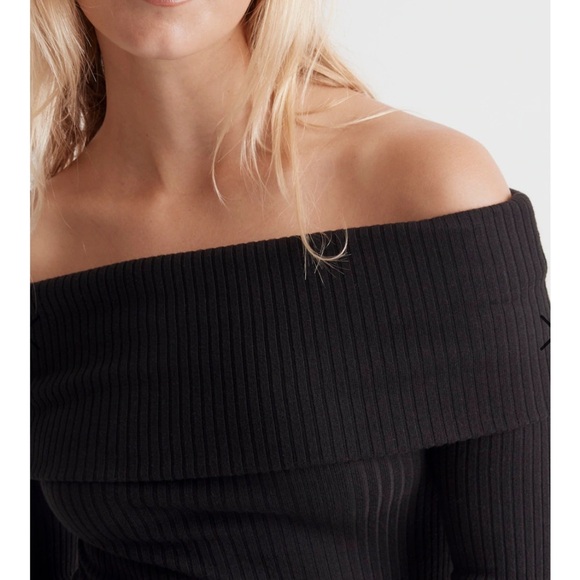 NWT Madewell Off Shoulder Top Black Womens Sz XL Classic Style Dress Up or Down - Picture 2 of 7